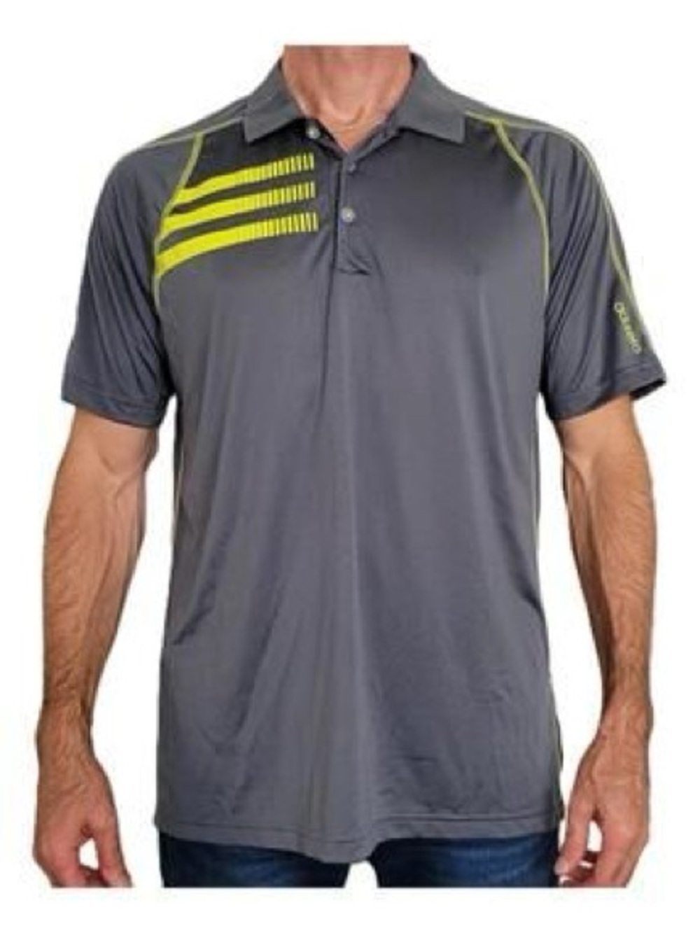 Men's Gray Polo Shirt with Lime Accents Adizero Grey5